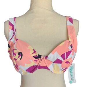 NWT Freshwater XXL Underwire Crisscross Lace Back Bikini Top Abstract Print